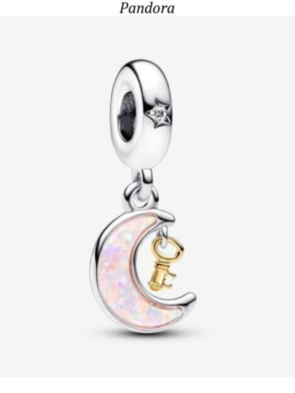 Pandora Two-tone Key & Moon Dangle Charm